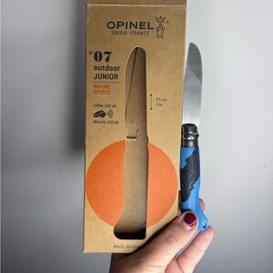 Opinel No.07 Outdoor Junior Knife Blue Rounded Tip Safety Whistle Scouts